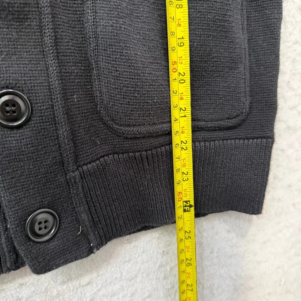 J. Crew Men's Black 100% Cotton Shawl Collar Cardigan Sweater Pockets Size S